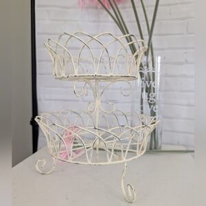 Cream Two-Tier Metal Stand
